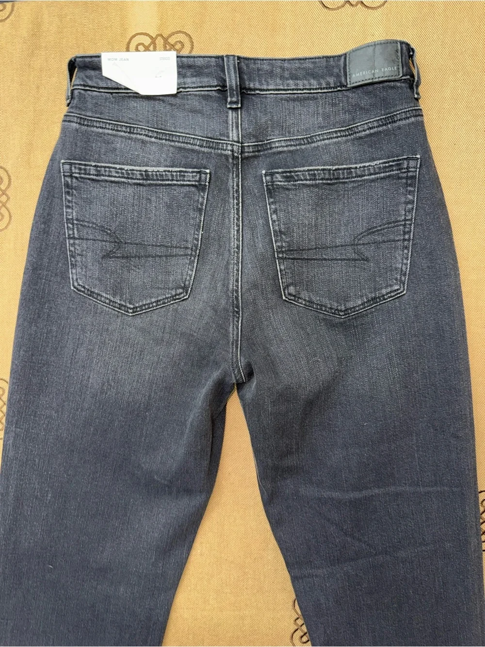 American Eagle Mom Jeans Womens Straight Leg 90s Washed Black Gray High Rise - Picture 12 of 16
